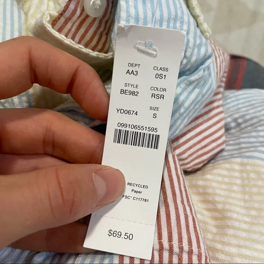 J crew short sleeve yarn dyed seersucker shirt runonrun stripe